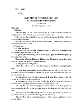 Chủ đề 5. Bài 8: Vật liệu, Nhiên liệu, Nguyên liệu | Bài giảng KHTN 6 | Cánh diều