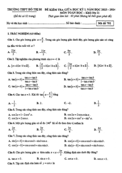 Đề giữa học kỳ 1 Toán 11 năm 2023 – 2024 trường THPT Hồ Thị Bi – TP HCM