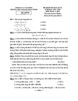 Đề kiểm tra học kì 2 Toán 8 năm 2019 – 2020 trường THCS Hoàng Hoa Thám – TP HCM