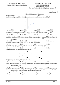 Đề giữa kỳ 1 Toán 12 năm 2023 – 2024 trường THPT Lương Ngọc Quyến – Thái Nguyên