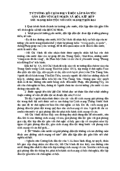 Tư tưởng Hồ Chí Minh về độc lập dân tộc | Trường Đại Học Thủ Đô Hà Nội