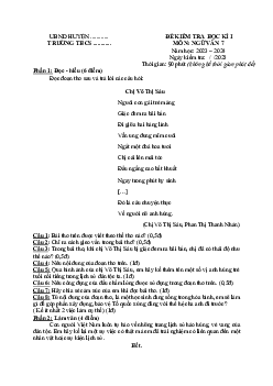 Đề thi học kì 1 môn Ngữ văn 7 năm 2023 - 2024 sách Chân trời sáng tạo - Đề 10