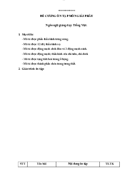 Đề cương ôn tập môn Giải phẫu