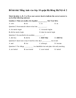 Đề thi thử Tiếng Anh vào lớp 10 quận Hà Đông Hà Nội số 2 năm 2023