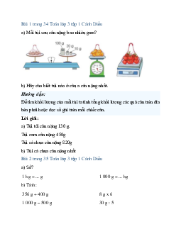 Giải SGK Toán lớp 3 trang 34, 35 Gam  |Cánh Diều