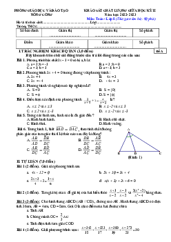 Đề giữa học kỳ 2 Toán 8 năm 2022 – 2023 phòng GD&ĐT Nông Cống – Thanh Hóa