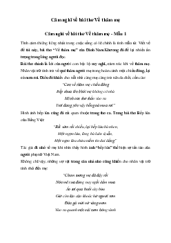 Văn mẫu lớp 6: Cảm nghĩ về bài thơ Về thăm mẹ (6 mẫu) | Cánh diều