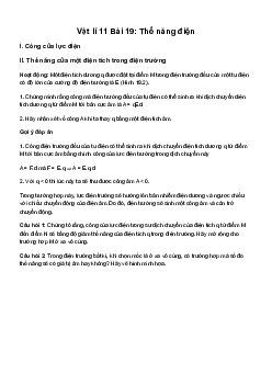 Vật lí 11 Bài 20: Điện thế