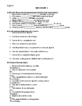 Revision 1- môn Tiếng Anh lớp 9