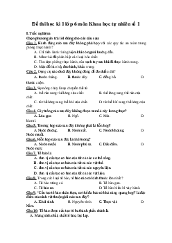 Đề thi học kì 1 lớp 6 môn Khoa học tự nhiên năm 2023 - 2024