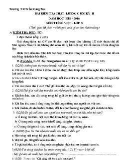 Đề thi học kì 2 môn Toán - Tiếng Việt lớp 5 trường tiểu học Trần Hưng Đạo năm 2015 - 2016