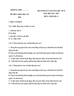 Đề cương ôn tập giữa học kì 2 môn Giáo dục kinh tế và Pháp luật 11 sách Cánh diều
