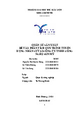 Tiểu luận BÁO CÁO QLSX HIHI - ĐÁNH GIÁ QUY TRÌNH TUYỂN DỤNG TẠI QLSX môn An toàn lao động - Trường Đại học Thủ Dầu Một.