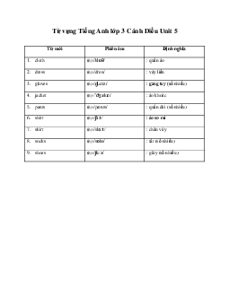 Từ vựng Tiếng Anh lớp 3 Explore Our World Unit 5 Cool clothes