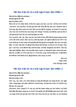 Viết thư điện tử cho một người bạn mới quen hoặc một người bạn ở xa để thăm hỏi | Tập làm văn 4