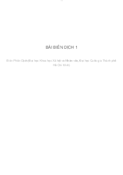 BÀI BIÊN DỊCH 1 | Biên phiên dịch | Đại học Khoa học Xã hội và Nhân văn, Đại học Quốc gia Thành phố HCM
