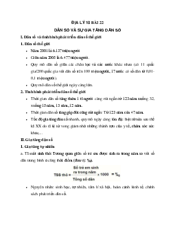 Tóm tắt lý thuyết Địa lý 10 bài 22
