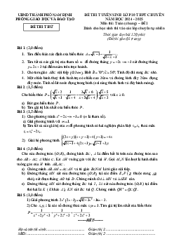 Đề thi thử Toán (chung) vào 10 chuyên năm 2024 – 2025 phòng GD&ĐT TP Nam Định