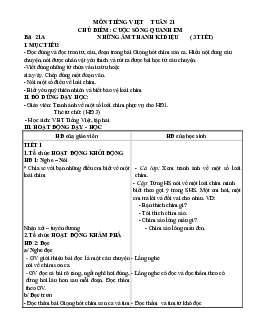 Giáo án môn Tiếng Việt 1 - Tuần 21 | sách Cùng học để phát triển năng lực
