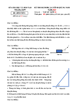 Đề thi Olympic Vật Lí 10 Sở GD&ĐT Quảng Nam 2021 (có đáp án)