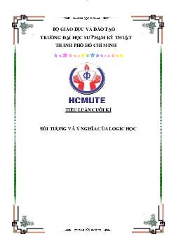 Tiểu luận Nhập môn Logic học đề tài "Đối tượng và ý nghĩa của Logic học"