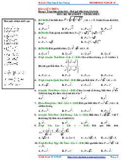 Phân dạng và bài tập trắc nghiệm lũy thừa, mũ và logarit có đáp án – Nguyễn Bảo Vương