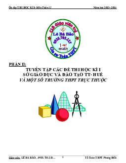 Đề thi HK1 lớp 12 các trường THPT tại Thừa Thiên Huế