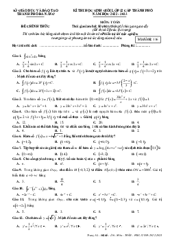 Đề thi học sinh giỏi Toán 12 năm 2022 – 2023 sở GD&ĐT Đà Nẵng