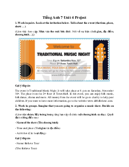 Tiếng Anh 7 Unit 4 Project