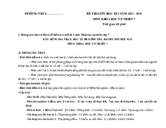 Đề thi giữa học kì 1 môn Khoa học tự nhiên 7 năm 2023 - 2024 sách KNTT - Đề 4