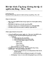 Bài Thực Hành 3: Ứng Dụng AI trong Nghiên Cứu Răng Hàm Mặt | Đại học Y Dược Thành phố Hồ Chí Minh