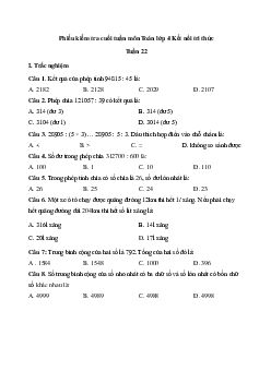 Bài tập cuối tuần Toán lớp 4 Kết nối tri thức - Tuần 22 (Cơ bản)
