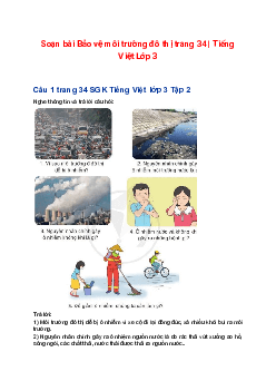 Soạn bài Bảo vệ môi trường đô thị trang 34 | Tiếng Việt Lớp 3 Tập 2 Cánh diều
