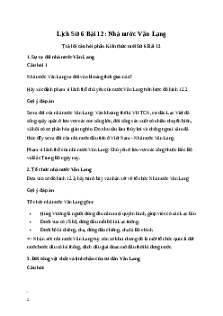 Giải Lịch Sử 6 Bài 12: Nhà nước Văn Lang | Cánh diều