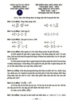 Đề giữa kì 1 Toán 7 năm 2022 – 2023 trường THCS Nguyễn Công Trứ – Hà Nội