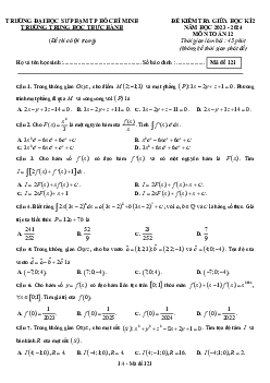 Đề giữa kì 2 Toán 12 năm 2023 – 2024 trường Trung học Thực hành ĐHSP – TP HCM