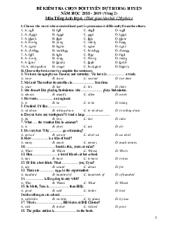 Đề thi học sinh giỏi lớp 6 môn Tiếng Anh năm học 2018 - 2019 số 11