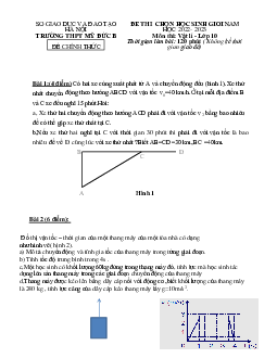 Đề thi HSG môn lý 10 THPT Mỹ Đức B 2022-2023 có đáp án