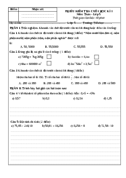Đề thi học kì 1 lớp 5 môn Toán - Đề 1