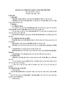 Giáo án Khoa học tự nhiên 6 sách Kết nối tri thức với cuộc sống Bài 10