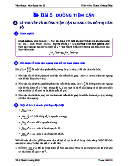 Chuyên đề đường tiệm cận của đồ thị hàm số – Phạm Hoàng Điệp Toán 12