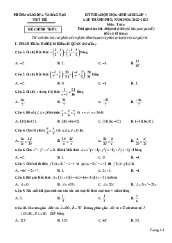 Đề học sinh giỏi Toán 7 năm 2022 – 2023 phòng GD&ĐT Việt Trì – Phú Thọ