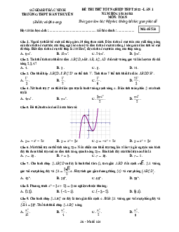 Đề thi thử Toán tốt nghiệp THPT 2022 lần 1 trường THPT Hàn Thuyên – Bắc Ninh
