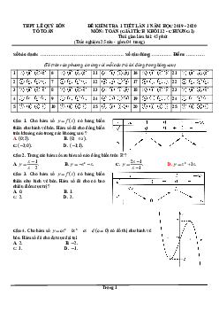 Đề kiểm tra Giải tích 12 chương 1 năm 2019 – 2020 trường Lê Quý Đôn – Quảng Ngãi