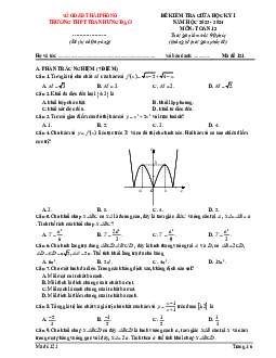 Đề giữa kỳ 1 Toán 12 năm 2023 – 2024 trường THPT Trần Hưng Đạo – Hải Phòng