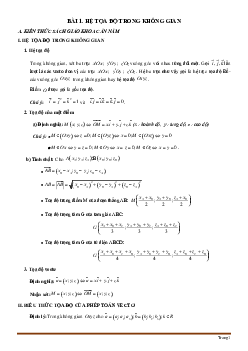 Chuyên đề phương pháp tọa độ trong không gian oxyz tự luận và trắc nghiệm