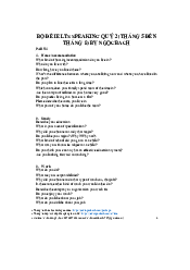 Bộ đề thi Ielts Speaking quý 2 tháng 5 môn IELTS vocabulary (IELTS) | Đại học Bách Khoa, Đại học Đà Nẵng