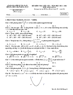 Đề giữa học kỳ 2 Toán 10 năm 2021 – 2022 trường THPT Trần Quốc Tuấn – Quảng Ngãi