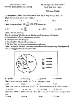 Đề học kỳ 1 Toán 7 năm 2022 – 2023 trường THCS Hoàng Hoa Thám – Hà Nội