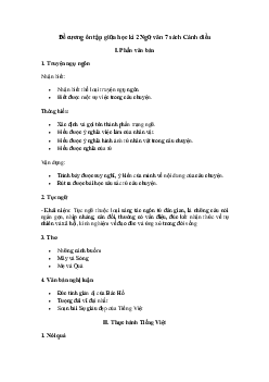 Đề cương ôn tập giữa kì 2 Văn 7 Cánh diều